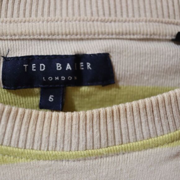 Ted Baker Men’s Preppy Yellow Gray Stripe Cotton Crewneck Sweater Medium Chic - Picture 12 of 13